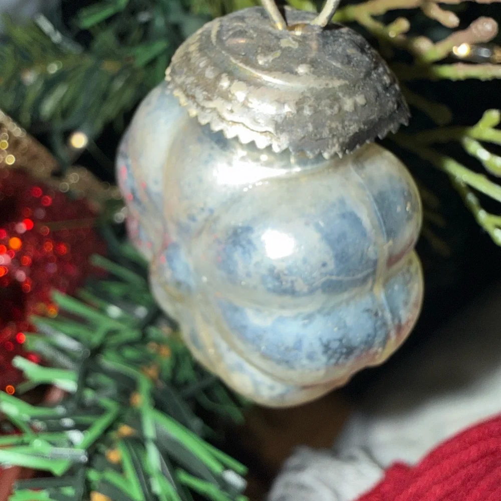 mercury glass Christmas ornament  flower mini 1 1/3 inches